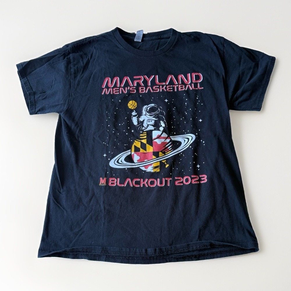 Gildan Heavy Cotton Black Maryland Men's Basketball Blackout 2023 Tee Men's L
